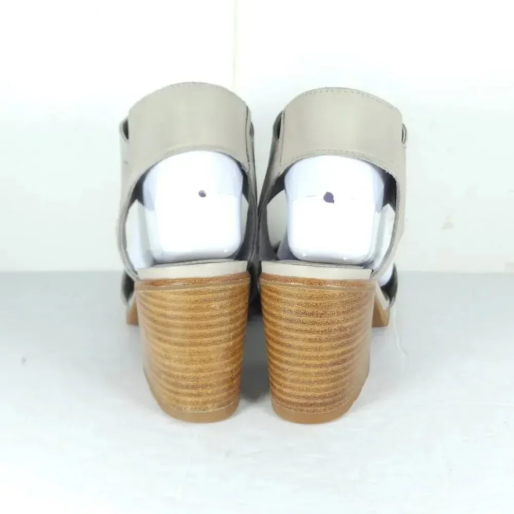 Sorel Women's Nadia US8,5 Dove Nubuck Chunky Heels Slip On Strappy Sandals